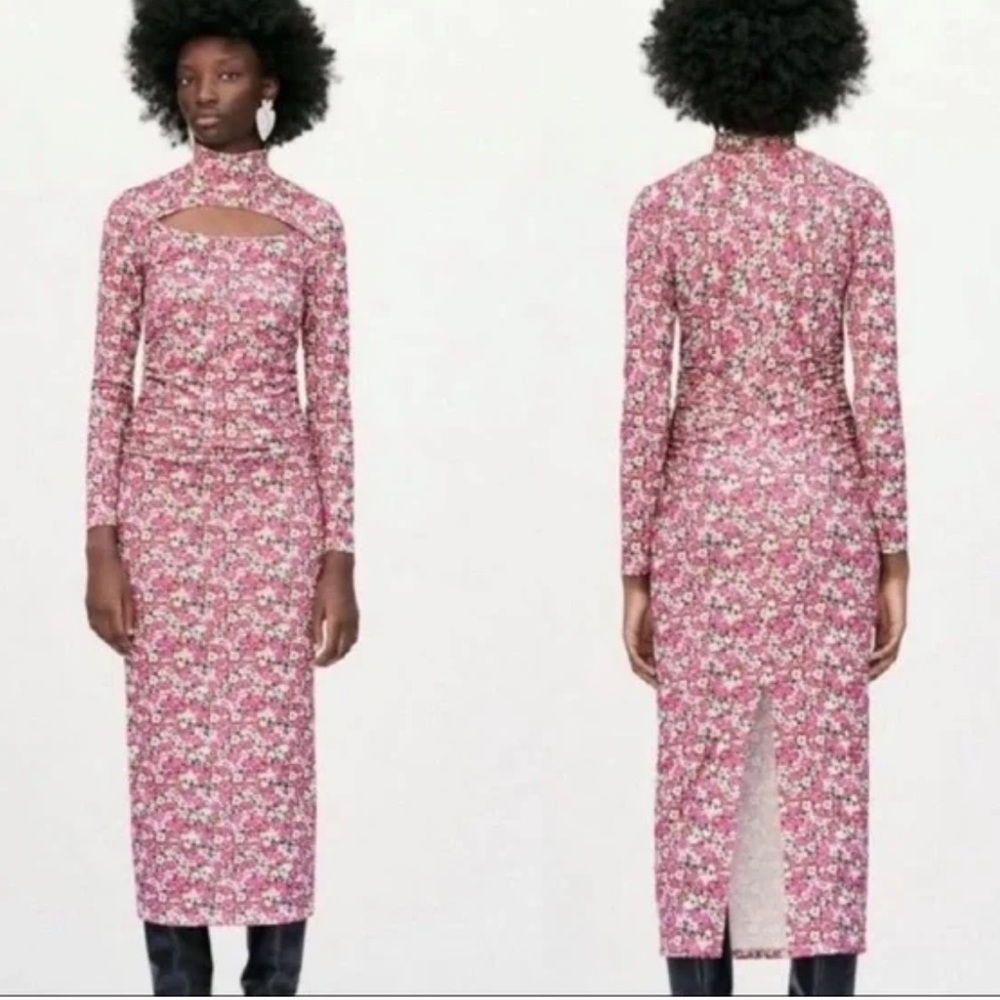 Zara cutout bodycon floral dress